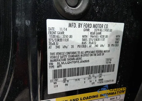 2015 Lincoln Navigator from USA, damaged, VIN 5LMJJ2HT0FEJ04505